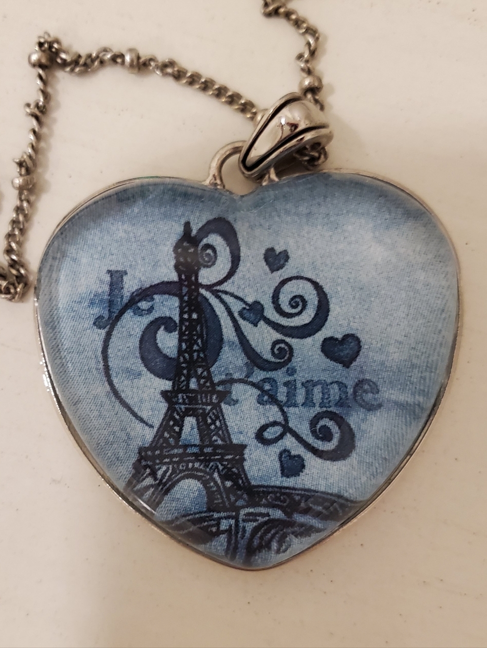 Brighton Je 'Taime Blue Heart Pendant Necklace with Eiffel Tower Motiif.